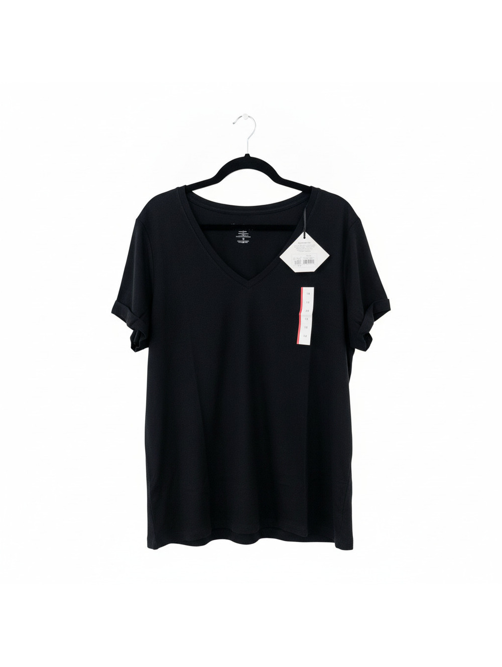 Ava & Viv Women's Black V-Neck Short Sleeve T-Shirt, Size 1X, New with Tags